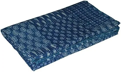 Vista 3 de YUVANCRAFTS Colcha india hecha a mano Kantha tradicional multicolor Kantha manta colcha Gudari colcha (retazos azules)