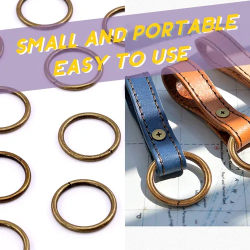 Vista 6 de Swpeet 60 anillos de metal multiusos de bronce resistentes de 3/2 pulgadas a 1.496 in para bolsas de hardware, anillos de mano, accesorios