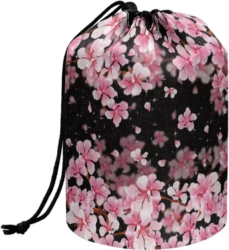 Vista 15 de Poceacles Bolsas de maquillaje con cordón para mujer, bolsa de cosméticos de viaje, multifuncional, bolsa de almacenamiento, Margarita azul