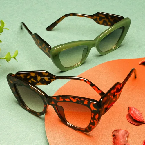 Vista 7 de Freckles Mark Gafas de sol de diseño de moda para mujer, lindas gafas de sol cuadradas de ojo de gato