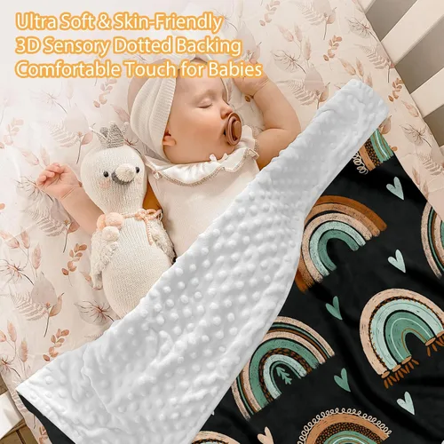 Vista 3 de Juego de ropa de cama personalizado para cuna de bebé, juego de 5 piezas para cuna de bebé, diseños de arcoíris, manta con nombre personalizado