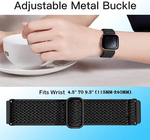 Vista 3 de Paquete de 2 bandas impermeables compatibles con Fitbit Versa 2 bandas para mujeres y hombres Muñequeras de repuesto transpirables de nailon
