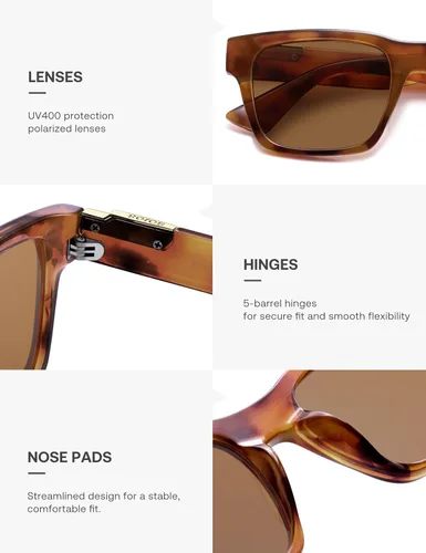 Vista 4 de SOJOS Lentes de sol cuadrados polarizados de moda para mujeres y hombres, UV400 retro cuadrados 70s 80s 90s sombras SJ2622