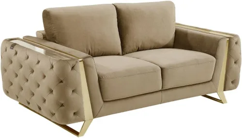 Vista 4 de Blackjack Furniture Lucca Collection - Sofás de terciopelo para sala de estar con marco de madera brasileña tapizado y patas de acero inoxidable, 2