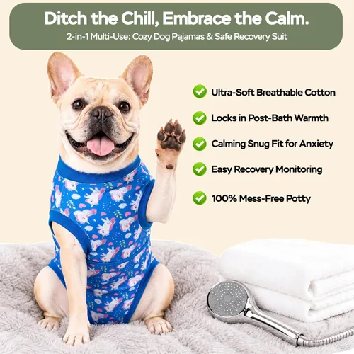 Vista 5 de PetWarm Traje de cirugía para perros, traje de recuperación quirúrgica para perros hembras y hombres, mameluco para perros, camisa de recuperación