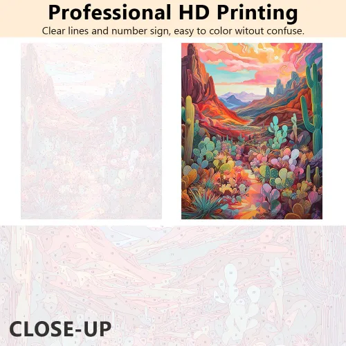 Vista 2 de TUMOVO Pintura de paisajes por números para adultos, kits de pintura de suculentas por números, pintura de números de cactus para adultos