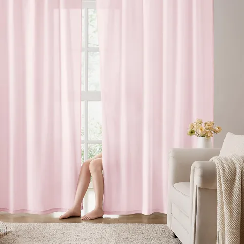 Vista 35 de HOMEIDEAS - Cortinas semitransparentes de privacidad blancas que no se transparentan, 52 x 96 pulgadas Blanco