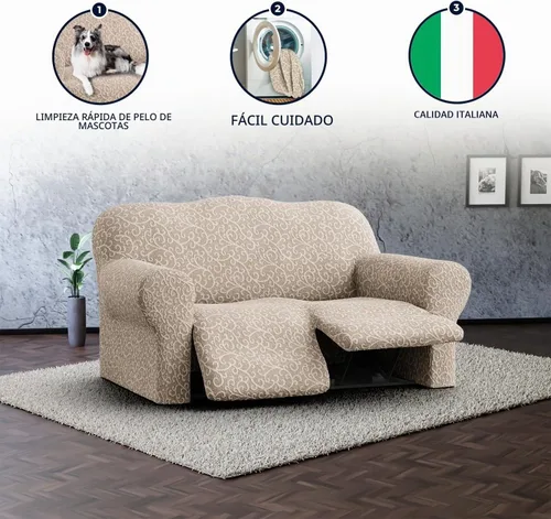 Vista 6 de PAULATO BY GA.I.CO. Funda para sofá biplaza reclinable, funda reclinable, funda de tela suave, protector elástico de ajuste de forma de 1 pieza