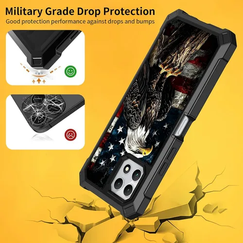 Vista 3 de Funda para T-Mobile Revvl 7 de 6.6 pulgadas con protector de pantalla, policarbonato duro de doble capa resistente y TPU suave a prueba de golpes