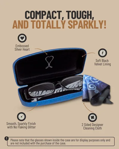 Vista 23 de La original e impresionante caja de gafas de concha dura, para mujer, de Spunky Soul Recubierto por un suave brillo Paño de limpieza