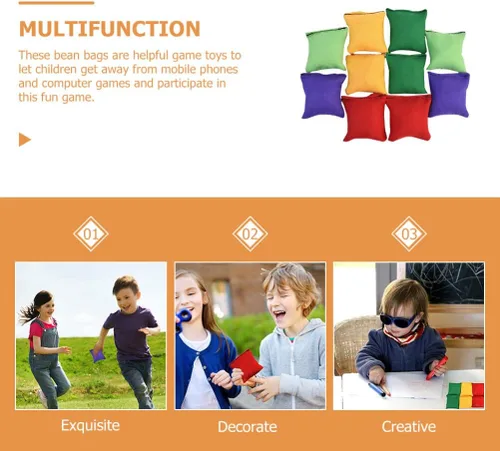 Vista 7 de Toyvian 10 bolsas de frijoles de nailon para lanzar pufs, divertidos deportes al aire libre, juegos familiares para juegos de lanzamiento de manos