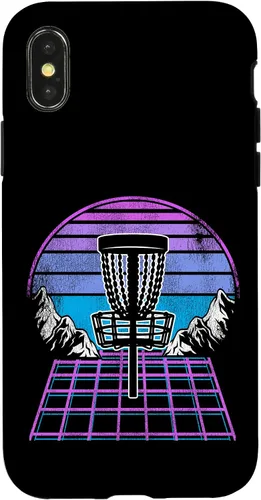 Vista 5 de Disc Golf Basket 90s Synthwave Sunset Retrowave Frisbee Golf Case for iPhone 17