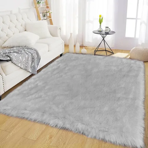 Vista 68 de Latepis - Alfombra rectangular de piel sintética tipo lana de oveja suave y esponjosa de estilo bohemio para sala de estar, dormitorio y residencias