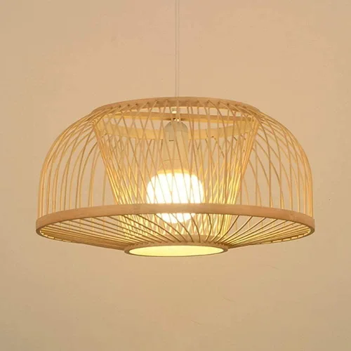 Vista 4 de Lámpara colgante de madera, funciona con pilas, lámpara colgante con bombilla regulable a distancia, sin cableado, sin cableado, fácil de instalar