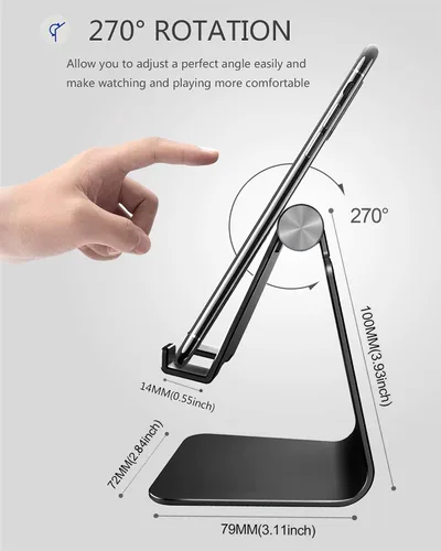 Vista 3 de CreaDream Soporte Ajustable para Teléfono Celular, Soporte para Teléfono, Cuna, Base, Soporte, Soporte de Escritorio de Aluminio Compatible