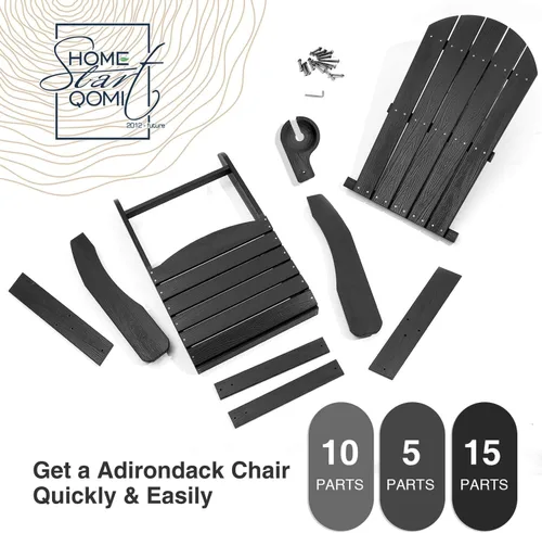 Vista 6 de Silla Adirondack, sillas de plástico resistentes a todo tipo de clima, con soporte para tazas, 5 pasos fáciles de instalar, sillas de exterior