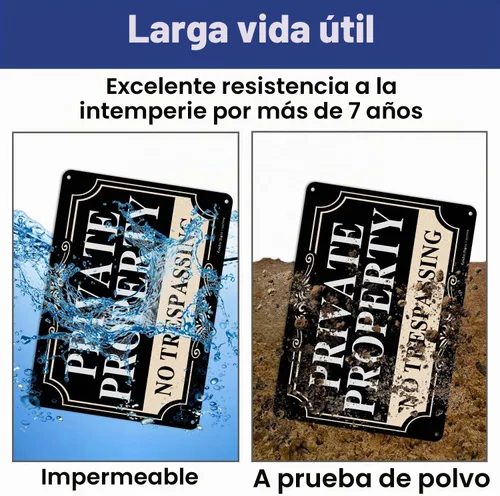 Vista 4 de Paquete de 2 letreros de metal de aluminio libre de óxido de 10 x 7 pulgadas, reflectante, resistente a la decoloración, protección UV, resistente a