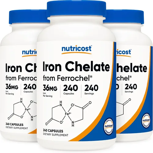 Vista 6 de Nutricost Hierro quelado, Como Ferrochel, 36 mg, 240 Cápsulas (2 Botellas)