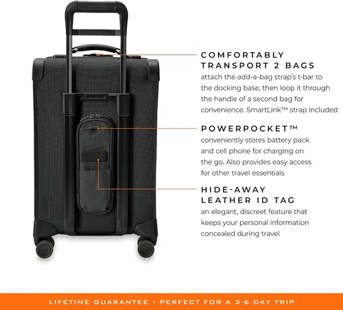 Vista 7 de Briggs & Riley Spinner, Negro, 22-inch Baseline Essential Carry-On, Briggs & Riley Spinners de línea base