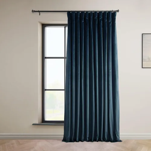 Vista 23 de HPD Half Price Drapes - Cortinas de terciopelo de lujo con bloqueo de luz para dormitorio (1 panel), 50W X 84L, cortinas Hotel con bloqueo de luz