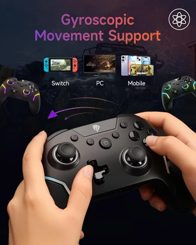 Vista 7 de EasySMX X20 Wireless Gaming Controller with RGB Backlit, 2-Stage Hall Effect Sticks, 1000Hz Polling Rate, 6-Axis Gyro on Multi-Platform, Mech