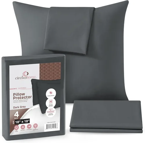 Vista 46 de CIRCLESHOME Protectores de almohada europeos – Fundas de almohada 100% algodón transpirable – Fundas de almohada cuadradas de 26 x 26 pulgadas