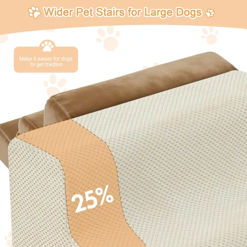 Vista 2 de Rampa para perros para cama, escaleras extra anchas de 20 Beige