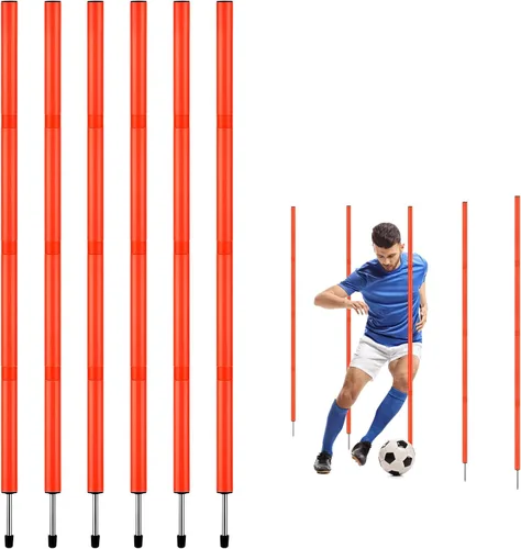 Vista 9 de TOBWOLF 6PCS 6FT Adjustable Soccer Agility Training Poles For Speed & Agility Training, Detachable Sports Training Speed Sticks, Slalom Pole Set