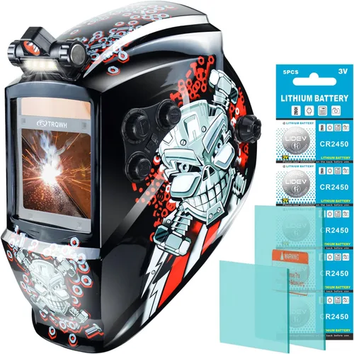 Vista 17 de TRQWH Welding Helmet Auto Darkening Large Viewing True Color Solar Powered Welding Mask with 4 Arc Sensor Adjustable Wide Shade Range 4~5-8/9-13