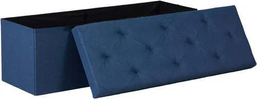 Vista 13 de DUMOS 30 Inch Foldable Storage Ottoman Bench, Gray Ottoman with Storage Grey