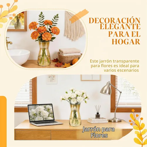 Vista 4 de Der Rose - Florero de cristal de color ámbar de 8 pulgadas para decoración del hogar de otoño, regalo