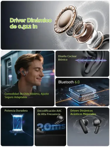 Vista 8 de Auriculares NE94 AI Translation en tiempo real - Traductor de 165 idiomas 9 Negro
