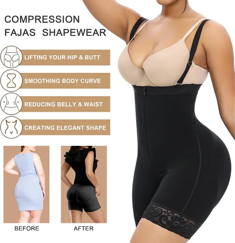 Vista 5 de YIANNA Fajas Colombianas - Fajas moldeadoras para mujer, con control de abdomen, alta compresión, moldeador de cuerpo con gancho en la entrepierna