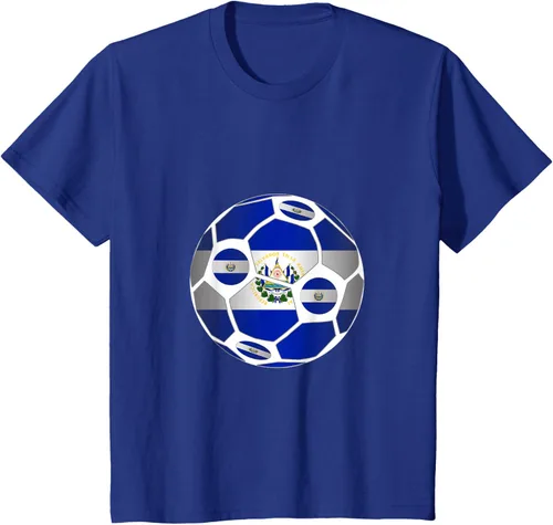 Vista 11 de Bandera de El Salvador balón de fútbol Hombres Mujeres equipo ventilador camisa, Pizarra