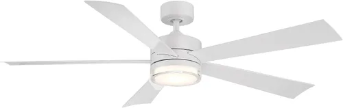 Vista 13 de Ventilador inteligente de techo con 5 aspas, accesorio de luz LED y control de pared para interiores o exteriores y para iOS o Android, Alexa