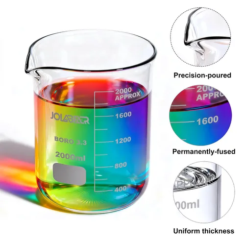 Vista 5 de JOLABEAR 2000mL/2L Graduated Lab Glass Beaker