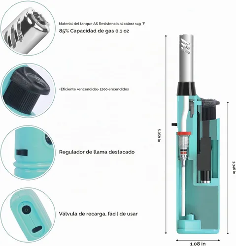 Vista 3 de Mini encendedor de velas multiusos con varita extendida, práctico recargable para cocina, chimenea, piloto, estufa de barbacoa, paquete de 5
