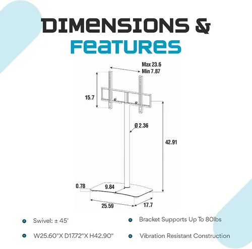 Vista 4 de SONOROUS PL-2800 - Soporte de TV premium para sala de estar, soporte de piso de TV de lujo con base de vidrio templado, soporte de soporte de TV LED