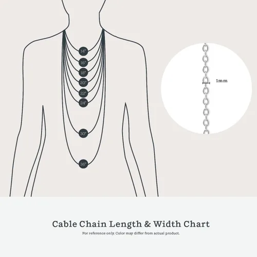 Vista 5 de KEZEF Cadena de plata de ley 925 Collar de cadena de cable de plata de 16 a 36 pulgadas de 0.051 in para mujer Cadenas de collar de plata, oro