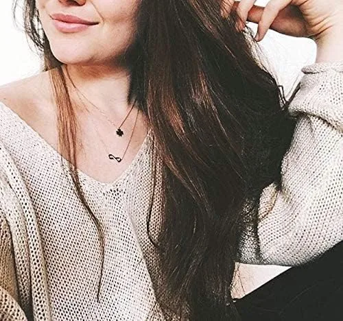 Vista 8 de LUUK LIFESTYLE Collares de acero inoxidable para mujer con colgante, tarjeta de joyería de moda con frase de felicidad, amuleto de la suerte, regalo
