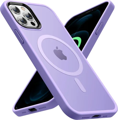 Vista 14 de Funda magnética para iPhone 12 Pro Max [protección militar contra caídas] [compatible con MagSafe], antihuellas, a prueba de golpes, translúcida