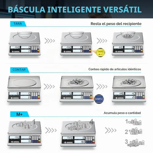 Vista 4 de Báscula de conteo industrial para piezas pequeñas, báscula digital de gramos de 66.1 lbs/66 libras con precisión de 0.04 oz, báscula electrónica