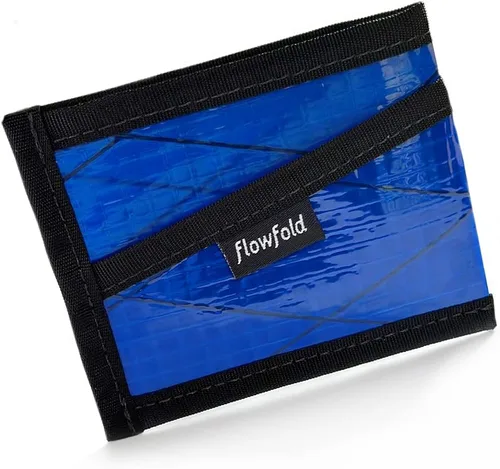 Vista 6 de Flowfold Billeteras de tela de vela reciclada, cartera con 3 bolsillos para tarjetas, billetera con bolsillo frontal, cartera delgada para tarjetas