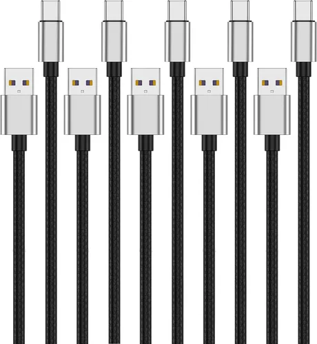 Vista 20 de [Paquete de 5 de 1 pie] Compatible con Samsung Galaxy S9 S10 S8 Plus Cable Cargador (Carga Rápida 3A), Cable Cargador TPE USB C Tipo C, USB A a Tipo