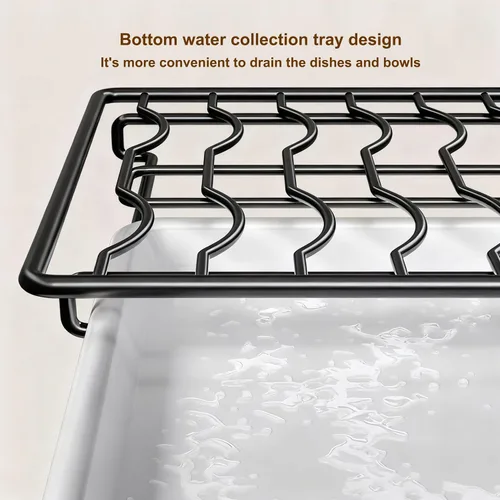Vista 5 de Kitchen Countertop Microwave Stove Rack,Oven Rack,Carbon Steel Dish Cabinet With Drainage Plate, Suitable For Multifunctional Tableware Storage In