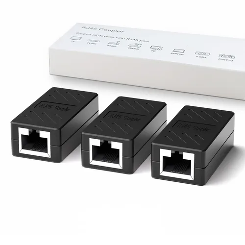 Vista 16 de Dingsun Acoplador RJ45, extensor Ethernet para conector hembra a hembra Cat7/Cat6/Cat5e/Cat5 (1 paquete, negro)