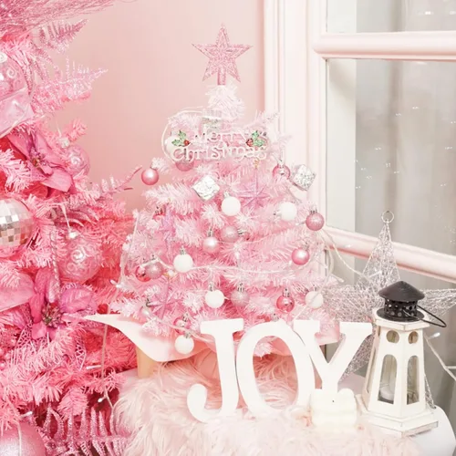 Vista 6 de XmasExp - Mini árbol de Navidad de 20 pulgadas con luces rosa, pequeño árbol de Navidad artificial para decoración de mesa de Navidad, decoración