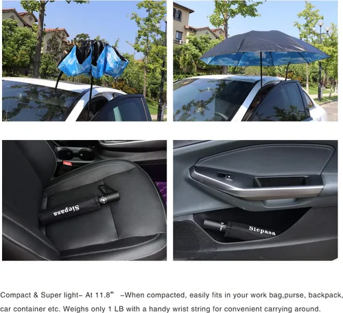 Vista 7 de Paraguas a prueba de viento sombrilla de viaje Siepasa paraguas reversible plegable compacto un botón para abrir y cerrar automáticamente