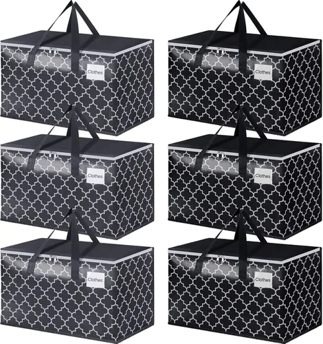 Vista 19 de Bolsas de mudanza extra grandes, bolsas de almacenamiento resistentes con cremallera superior y asas resistentes, suministros de mudanza