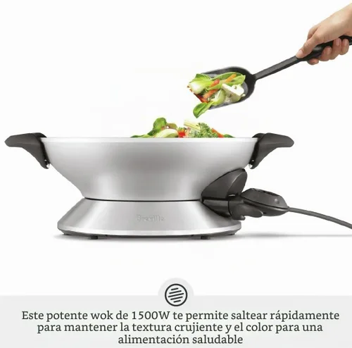 Vista 3 de Breville BEW600XL Hot Wok, 6 Cuartos, Acero Inoxidable Cepillado